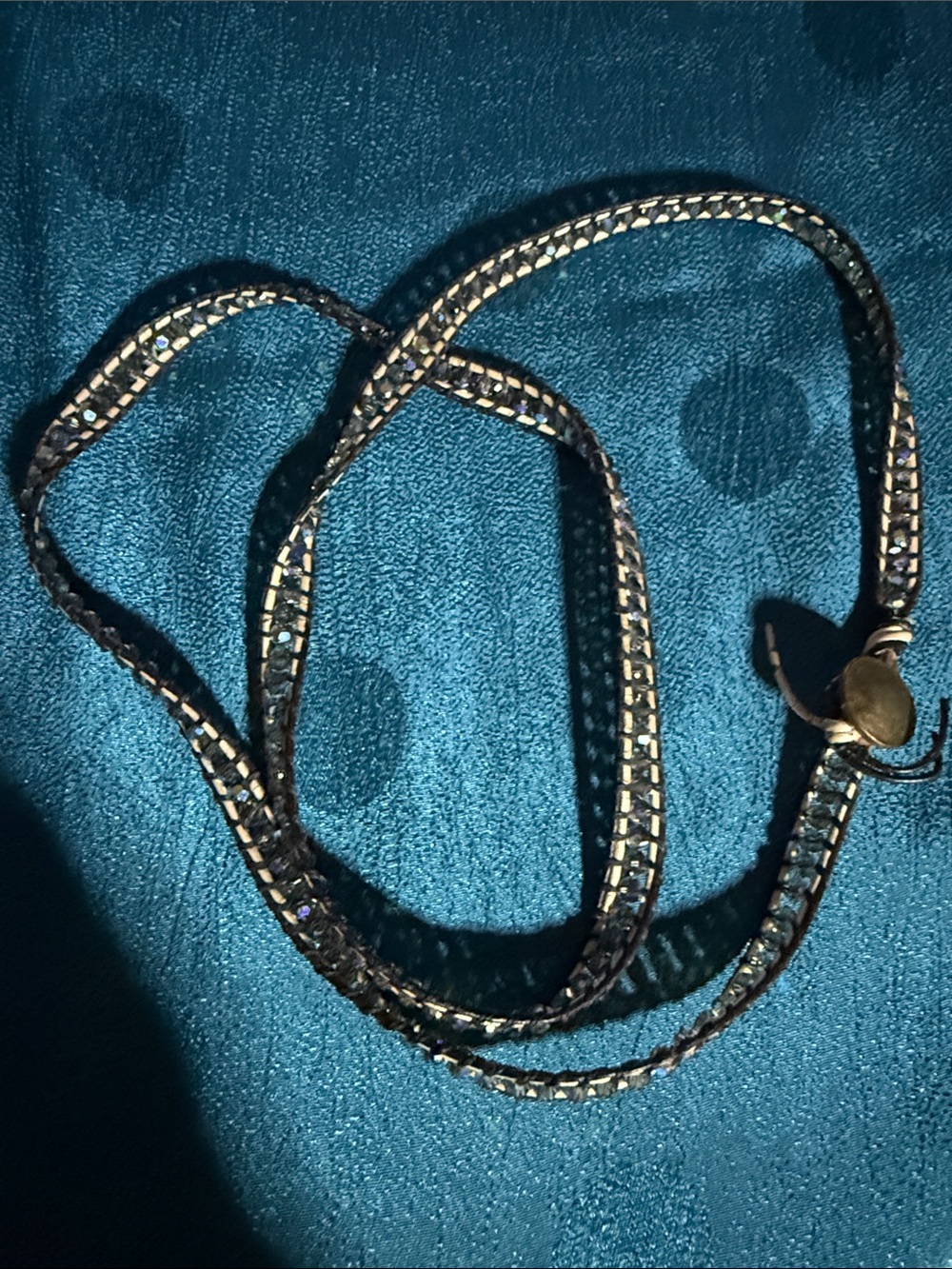 Leather Wrap crystal Accessory Bracelet in Brown